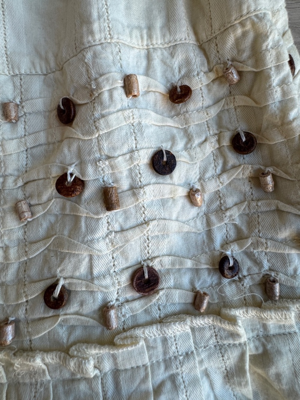 Chaudry KC Y2K 100% Cotton Beaded Embellished Drop Waist Dress sz S - Picture 6 of 14